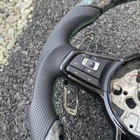 Volant en cuir vert avec fibre de carbone et LED pour modèles VW Golf 7/7.5/R Passat GTI Polo