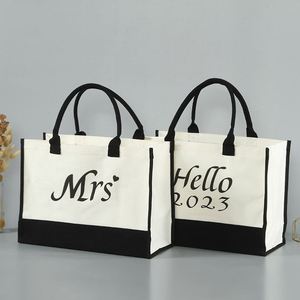 2-Piece Set Eco-friendly Canvas Tote Shopping <b>Bag</b> Large Capacity Letter Canvas <b>Bags</b> for Daily Advertising - Product Image 4