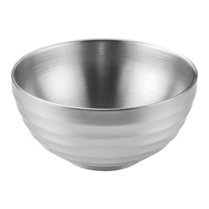 Bol à riz double couche en acier inoxydable pour enfants, bol à soupe isotherme, argent/or, acier 304, type arc - Product Image 1