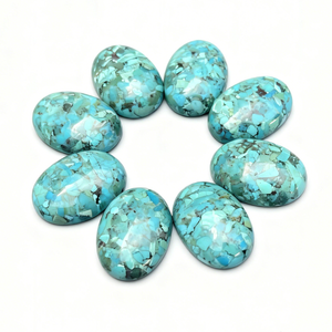 Pietre Cabochon Ovali in Turchese Naturale Lucidato Blu 18*25MM OEM/ODM Cinesi per Creazione di Gioielli Fai-da-Te - Product Image 2