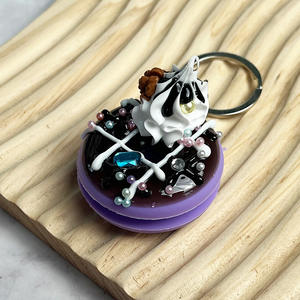 พวงกุญแจโดนัท 3 มิติ สุดฮิต น่ารัก ทำจากยาง พร้อมดีไซน์ไอศกรีม เพชร และไข่มุก พวงกุญแจอะคริลิคธีมอาหาร ของขวัญสำหรับคู่รัก - Product Image 5