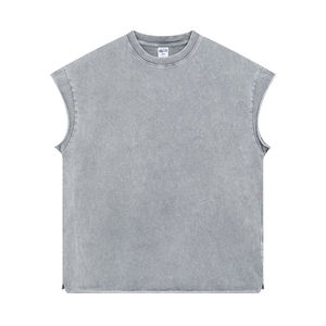 Débardeur de sport pour <span class=keywords><strong>homme</strong></span> de haute qualité, sans manches, délavé à l'acide, délavé à la pierre, personnalisé, séchage rapide, 100% coton, col rond, écologique - Product Image 5