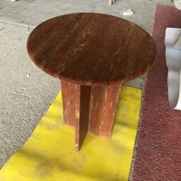Table basse en marbre naturel, travertin rouge, table d'appoint pour salon, mobilier haut de gamme