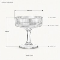 Bol à coupes cannelé Parlor 190 ml 105 mm en verre transparent à colonne cannelée avec logo personnalisé pour Scoop Affogato Granita Bombe Fudge