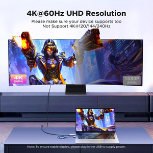 Cable <span class=keywords><strong>HDMI</strong></span> <span class=keywords><strong>a</strong></span> DP Unidireccional Mindpure con Alimentación USB, 4K 60Hz 2K 144Hz, Chip CS5801AN, para Laptop, Consola <span class=keywords><strong>a</strong></span> Monitor DP - Product Image 2