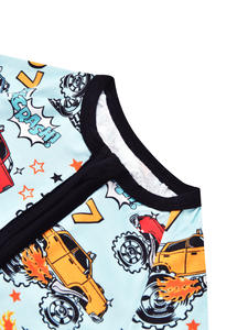 Auto-Bedruckte Kinderpyjamas Hauskleidung Bambusfaser Kurzarm-Reißverschluss-Strampler Baby-Strampler - Product Image 4