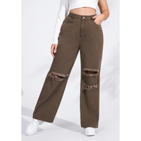 Pantalon en jean taille haute vintage décontracté coupe skinny délavé clair uni pour femme adulte grande taille – Vente chaude directe usine