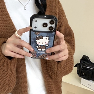 Ốp điện thoại chống vân tay bằng da nhân tạo âm thanh nổi hình ảnh hoạt hình Hellokitty Stitch 11/12/13/14/15/16/17 Pro Max dây đeo điện thoại - Product Image 5