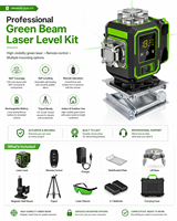 Niveau laser vert 4D 16 lignes 360° °   Niveau laser croisé auto-nivelant, batterie 18650 520nm, qualité industrielle pour la construction et le bricolage