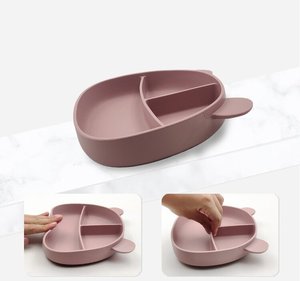 Nouvelle Arrivée Assiette Ours Bébé en <span class=keywords><strong>Silicone</strong></span> Sans BPA avec Ventouse Antidérapante et Compartiments pour Repas de Bébé - Product Image 4