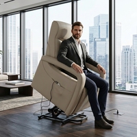Fauteuil inclinable électrique pour personnes âgées PUZE PZ106, avec fonction de levage, chauffage, revêtement en cuir PU, structure en bois, télécommande USB, design minimaliste moderne