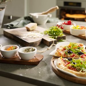 Plato de Bambú para <span class=keywords><strong>Pizza</strong></span> con Coberturas de Primera Calidad OEM, Juego de 4 Platos de Bambú para Coberturas - Product Image 3