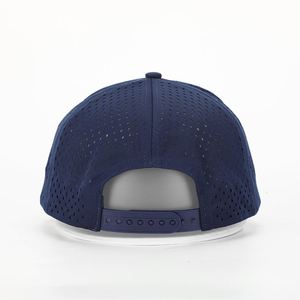 Custom <b>Men</b> 5 Panel <b>Navy</b> Blue Embroidery Logo Perforated Laser Cutting Hole Drilled Baseball Hat,Waterproof Sport <b>Cap</b> - Product Image 5