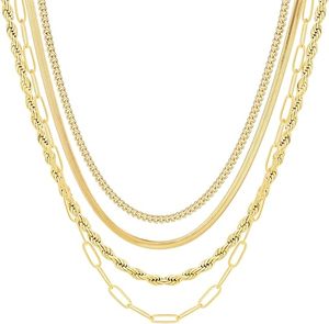 Cổ điển <span class=keywords><strong>18K</strong></span> vàng thép không gỉ tối giản Lớp Chuỗi Xoắn Giấy liên kết vòng cổ thiết kế đơn giản cho món quà - Product Image 3