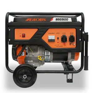 AEROBS-generador de gasolina portátil monofásico, arranque eléctrico BS6500, 5kva, tipo abierto, motor 190f