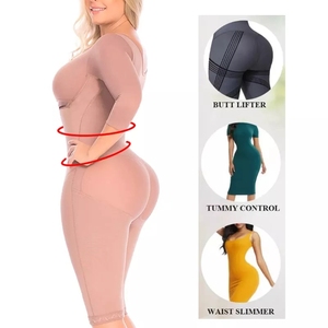 Stage 2 Knee Length Full Body Shaper Fajase Para Mujer Trainer Waist Big Buttock Colombian Girdle Shapewear <strong>Bodysuit</strong> with Sleeve - Product Image 5