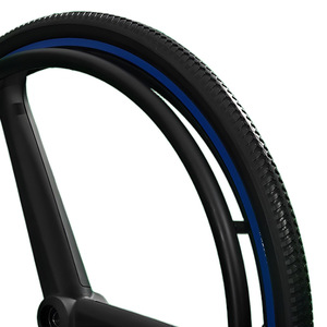 Juego de Ruedas de Nailon de Tres Láminas para Silla de Ruedas Manual, 24 Pulgadas, Neumático de PU Negro, Resistente, para Deportes - Product Image 1