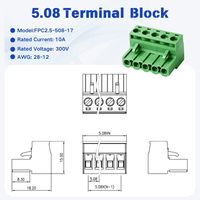 Connecteur de bornier enfichable AOSI 5,08 mm 2EDG 2-12 broches, prise à vis pour circuit imprimé, connexion par compression, alliage de cuivre vert 28-12AWG