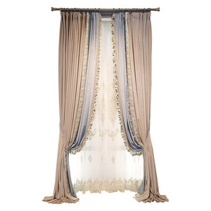 Nouveaux rideaux occultants en velours rose princesse brodés de dentelle, style américain moderne nordique, luxe léger, vente en gros - Product Image 5