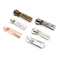 Tirette de fermeture éclair en métal gravée avec logo personnalisé, étiquette de traction gravée avec logo, lot de 5 #   Tête de curseur pour accessoires de maroquinerie