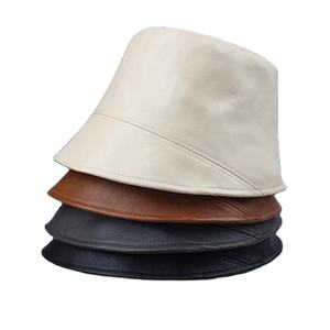 Pu cuero cubo sombreros al por mayor logotipo personalizado diseñador pescador cubo gorra de lujo personalizado Vintage cuero cubo sombrero - Product Image 1