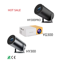 Mini projecteur HY300 Pro Android 11 2 Go de RAM 16 Go de ROM 160 lumens ANSI Prise en charge 4K Mise au point manuelle Projection courte Cinéma maison