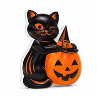 Décoration d'Halloween en plastique moulé par soufflage, chat noir et citrouille, ornement de fête extérieur, présentation de vacances
