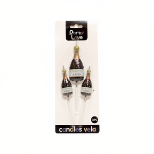 Bougies de fête champagne 3 pièces pour décorations de gâteau d'anniversaire - Product Image 3
