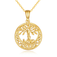 Bijoux fins Collier pendentif lune arbre de vie noeud celtique en or massif 18 carats