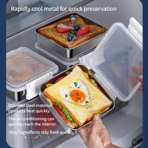 316 cấp thực phẩm thép không gỉ Hộp Ăn Trưa với nắp trong suốt lò vi sóng an toàn công suất lớn Bento hộp - Product Image 3