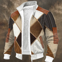 Veste d'hiver vintage pour homme en velours côtelé, motif Argyle, color blocking, anti-plis, col montant, fermeture éclair, empiècements, logo personnalisé, vente en gros