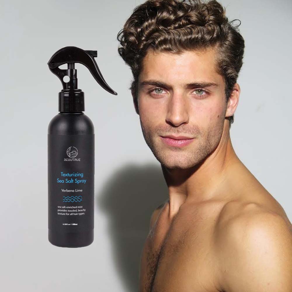 Fábrica Por Atacado OEM 180ml Natural KELP ALOE VERA Spray De Sal Do Mar Para Homens Espessamento Do Cabelo Texturização Volumizing Sea Salt Spray