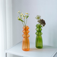 Vase en verre à bulles coloré, empilable, sculptural, avec col rond, pour la décoration moderne de la maison, présentation sur table