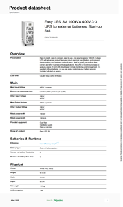 슈나이더 APC E3MUPS100KH 무정전 전원 공급 장치 100KW APC <span class=keywords><strong>UPS</strong></span> <span class=keywords><strong>100KVA</strong></span> 온라인 산업용 3 상 외부 배터리 시스템 - Product Image 3