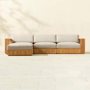 Chaise Lounge Ottoman Style Swimming Pool <strong>Summer</strong> Leisure Modular Teak <strong>Furniture</strong> Modern Patio Sofa Set - Product Image 2