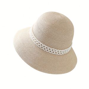 Chapeau <span class=keywords><strong>de</strong></span> paille d'été pour femmes, à large bord, pour les vacances à <span class=keywords><strong>la</strong></span> plage, protection solaire, chapeau seau tendance, vacances, chapeau <span class=keywords><strong>de</strong></span> soleil décoré <span class=keywords><strong>de</strong></span> perles - Product Image 2