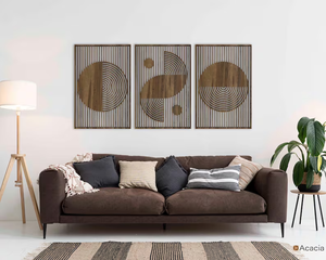 202506 3 Conjunto de paneles de pared de madera geométricos arte de pared de madera <span class=keywords><strong>estilo</strong></span> <span class=keywords><strong>Bauhaus</strong></span> arte de pared de madera abstracto decoración moderna grande de mediados de siglo - Product Image 5