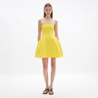 Robe Courte Jaune Sans Bretelles pour Femme, Modèle Corset, Coupe Évasée, avec Poches Latérales – Vente en Gros Personnalisée