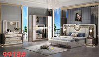 Villa Maison moderne Suite de luxe complète Lit double en cuir King Size Ensemble de meubles de chambre à coucher en bois au design classique