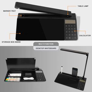 Pizarra de Vidrio Negra de Borrado en Seco con Logotipo Personalizado, Soporte para Teclado de Escritorio, Pizarra Blanca con Lámpara - Product Image 5