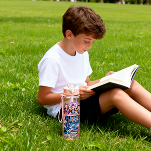 Bouteille d'eau en plastique pop-up personnalisable avec logo de marque, écologique, compatible eau bouillante, avec sangle, pour enfants, type paille, pour la rentrée scolaire - Product Image 5