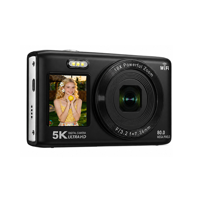 80MP 5K UHD Auto Focusing Digital Camera 5K/4K WIFI Portable Cam with 18X Zoom 19 Filters & Selfie Photo Screen WebCam for Vlog