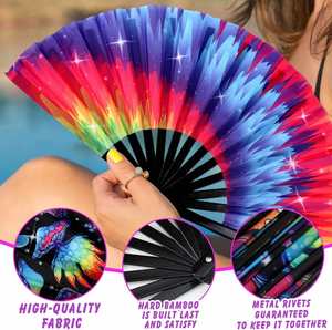 Éventail pliable en bambou noir, personnalisé et peint à la main, style traditionnel, vente en gros - Product Image 6