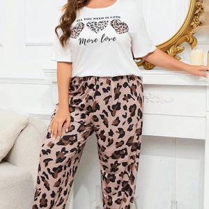 <span class=keywords><strong>Pigiama</strong></span> liscio di <span class=keywords><strong>grandi</strong></span> dimensioni per le donne, Casual, largo e comodo, può essere indossato come capispalla, abbigliamento per la casa con stampa leopardata - Product Image 2