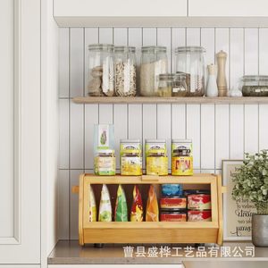 Boîte de rangement pour pain en bambou, simple couche, avec couvercle, pour la cuisine et la boulangerie - Product Image 4