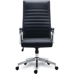 Silla de Oficina Alera EDDLESTON de Cuero con Respaldo Ajustable, Soporta 275 LB, Asiento y Respaldo Negros, Base Cromada para Uso en Taller - Product Image 2