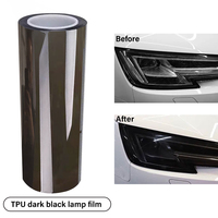 Film d'emballage de lampe automobile TPU noir foncé auto-guérison PPF lampe anti-rayures fumé noir lampe de voiture film changeant de couleur