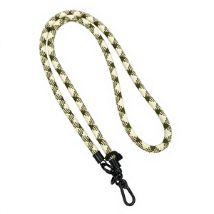 Cordon de cou réglable à carreaux orange et noir personnalisé avec clip métallique pour téléphone portable, sac ou utilisation en extérieur - Product Image 3