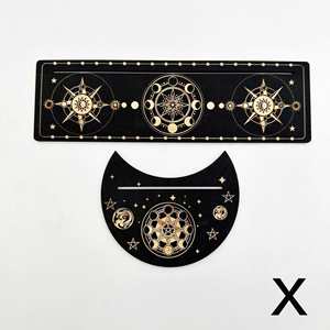 Support de cartes de tarot en bois gravé, présentoir de cartes en cristal noir, articles de divination mystérieux pour la décoration intérieure, rangement de cartes - Product Image 3