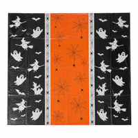 Nappe de table jetable en plastique PE pour Halloween, imperméable, motif rayé noir et orange